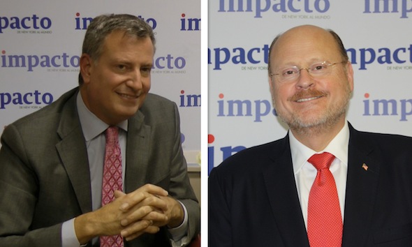 El demócrata De Blasio (i) y el republicano Lhota (d) ganan las primarias de Nueva York.