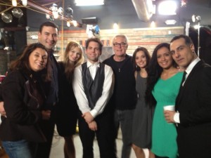 Clara Del Villar (izq.) junto a su equipo de directores y productores. La Web-Novela fue filmada en &ldquo;La Marina&rdquo;, restaurante ubicado en Washington Heights, Manhattan.