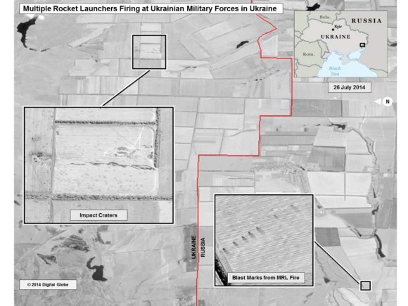 El Departamento de Estado public&oacute; este domingo un documento de cuatro p&aacute;ginas con fotograf&iacute;as de sat&eacute;lite en las que supuestamente se muestra "artiller&iacute;a que solo puede encontrarse en unidades militares rusas en el lado ruso de la frontera y orientada en direcci&oacute;n a unidades militares ucranianas dentro de Ucrania".
