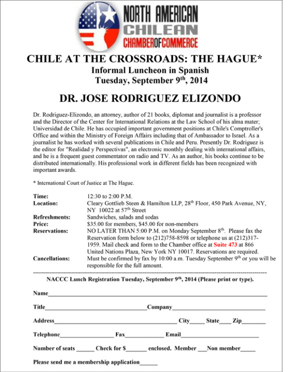 Luncheon Event - for Jose Rodriguez Elizondo Sept 2014