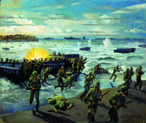 Uno de los cuadros durante los combates de la Marina de los Estados Unidos que William Draper inmortaliz&oacute; con su pincel.