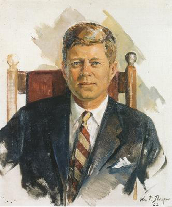Seg&uacute;n el Sr. Jaime Andrade, William Draper conoci&oacute; a la familia Kennedy con la cual entabl&oacute; amistad, antes de que John F. Kennedy sea electo presidente y le pint&oacute; en numerosas ocasiones, siendo su pintura el retrato oficial de este presidente estadounidense.