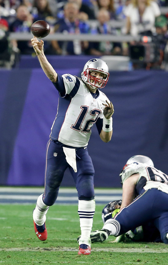 El mariscal de los Patriots de Nueva Inglaterra Tom Brady en acción durante Super Bowl XLIX.