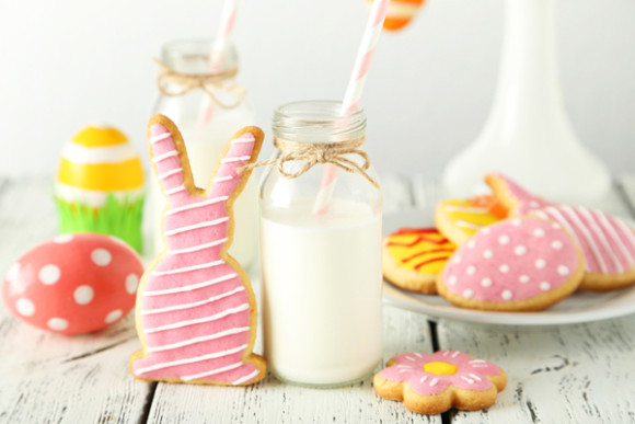 Galletitas de conejo rosa de Pascua. 