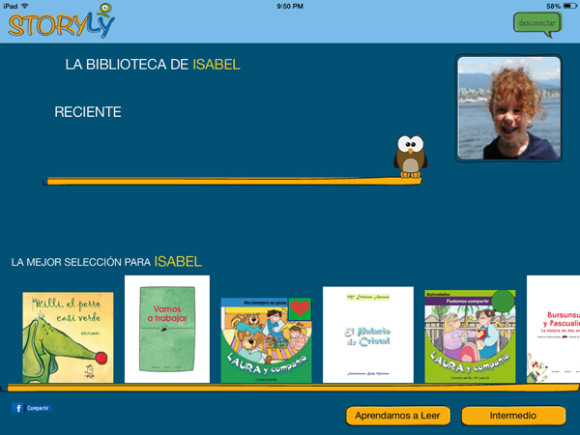 Imagen de un ipad con las selecciones de cuentos en varios idiomas de la p&aacute;gina de Storyly. 