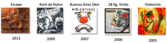 La producción discográfica de Violentango incluye cinco títulos, de entre los cuales el más reciente “Escape” se presentó como parte de la conmemoración del aniversario de actividad artística del quinteto.