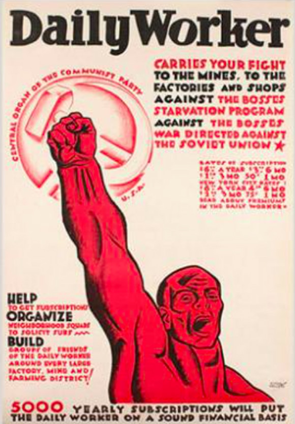 Hugo Gellert (1892-1985), Daily Worker, ca. 1935. Litograf&iacute;a sobre papel; Colecci&oacute;n de Merrill C. Berman. Cortes&iacute;a Mar&iacute;a Ryan Gallery, Nueva York