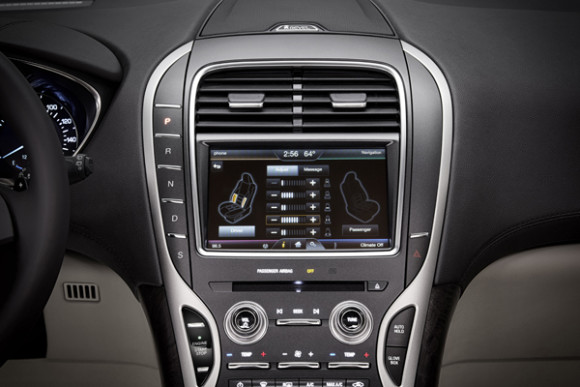 Control switches for the seats on the 2016 Lincoln MKX are located on the exterior side of both front seats. Controls are also accessible on the available touch screen, which offers drivers and passengers a direct visual interface to what they&acirc;re selecting. Whatever feature is being adjusted &acirc; bolsters or lumbar &acirc; is highlighted. ,Control switches for the seats on the 2016 Lincoln MKX are located on the exterior side of both front seats. Controls are also accessible on the available touch screen, which offers drivers and passengers a direct visual interface to what they&rsquo;re selecting. Whatever feature is being adjusted &ndash; bolsters or lumbar &ndash; is highlighted.