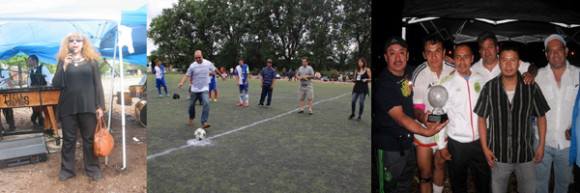 Ecos de la celebración de las fiestas patrias guatemaltecas en la Liga de Fútbol Guatemala en el Parque Red Hook en Brooklyn. (i) La Sra. Myriam de la Roca, Consul General de Guatemala en New York. (c). El Abogado Damaso Gonzalez, encargado del saque de honor para dejar inaugurado el torneo Copa Independencia 15 de Septiembre. (d) Los dirigentes del Deportivo Acatlán mostrando el trofeo que los identifica como nuevos campeones de la Copa en disputa. Con ellos, Marvin "Ka Ká" Estrada y Anibal Ochoa, Presidente y Vice-Presidente de Liga Guatemala. (Fotos: Buki Chapin).