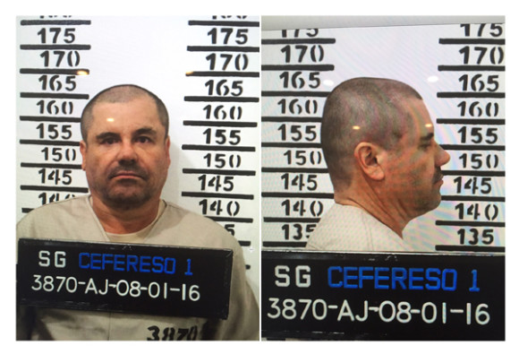 Ficha signaléctica del narcotraficante Joaquín "el Chapo" Guzmán tras su ingreso al Centro Federal de Readaptación Social 1 (Cefereso) del penal de alta seguridad del Altiplano, México.