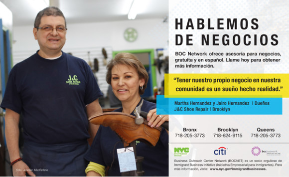 Anunciada en mayo del 2014 y con el apoyo de una contribuci&oacute;n de $ 250,000 de Citi, la Iniciativa Empresarial de Inmigrantes es una sociedad p&uacute;blica/privada que trabaja con organizaciones comunitarias para proveer servicios de negocio adaptados en espa&ntilde;ol, chino, coreano, ruso y criollo haitiano, para satisfacer las necesidades espec&iacute;ficas de las diversas comunidades de los empresarios inmigrantes. 