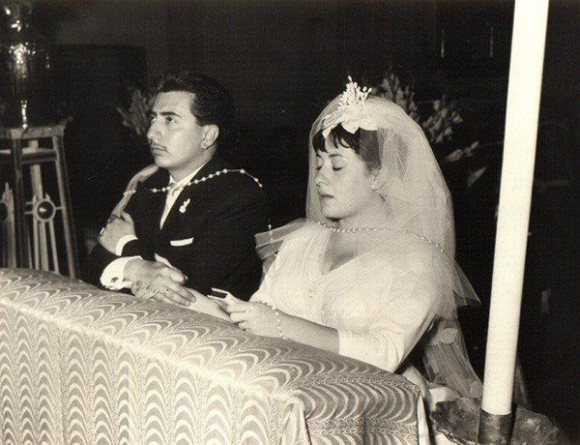 El d&iacute;a de su boda junto a Hugo Mac&iacute;as Macotela, su marido por espacio de 58 a&ntilde;os.
