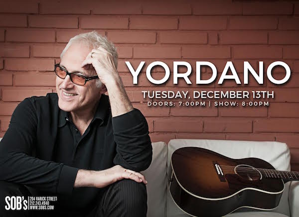 El pr&oacute;ximo martes 13 de diciembre se presentar&aacute; en SOB&rsquo;s de Nueva York el cantante y compositor Yordano.