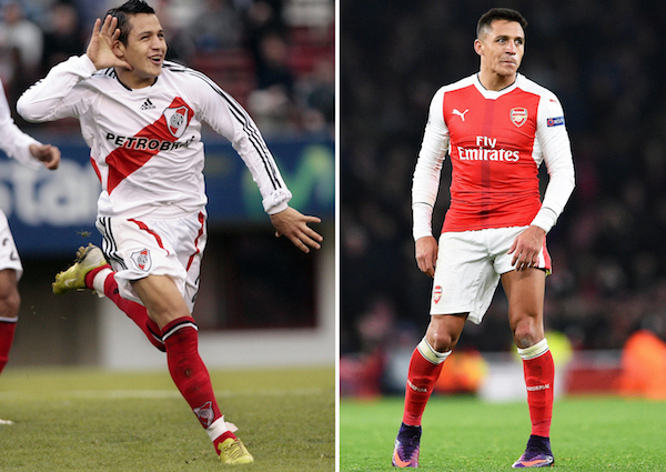 El chileno Alexis S&middot;nchez, en su etapa de River Plate (Argentina) y actualmente en el Arsenal ingl&Egrave;s.