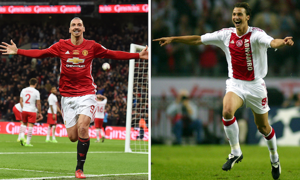 El sueco Zlatan Ibrahimovic, todo una leyenda del f˙tbol actual. A la derecha en su etapa en el Ajax de &iexcl;msterdam y actualmente en el Manchester United.