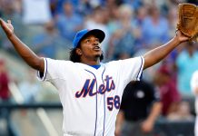 El relevista dominicano Jenrry Mejía, de los Mets de Nueva York.