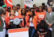 Nueva York contra la violencia armada El martes, 31 de mayo en el Edificio Municipal David Dinkins se realizó una conferencia de prensa por el Mes de Concientización la Violencia Armada en la que participaron varios oficiales electos de la ciudad, entre ellos el Contralor Scott Stringer, la Vocera del Concejo Municipal Melissa Mark-Viverito, la Defensora Pública Letitia James, varios miembros del Consejo de Ciudad, entre ellos Jumaane Williams, Vanessa Gibson y Laurie Cumbo, el Director de programas de la Oficina de Justicia Penal de la Alcaldía contra la violencia, Eric Cumberbatch, así como activistas comunitarios de varias organizaciones que apoyan la campaña y que expresaron la necesidad de continuar con una legislación, pero al mismo tiempo exigir respeto y disminuir la discriminación contra algunos grupos de la comunidad, sobre los cuales recae un estigma relacionado con la violencia y las armas.
