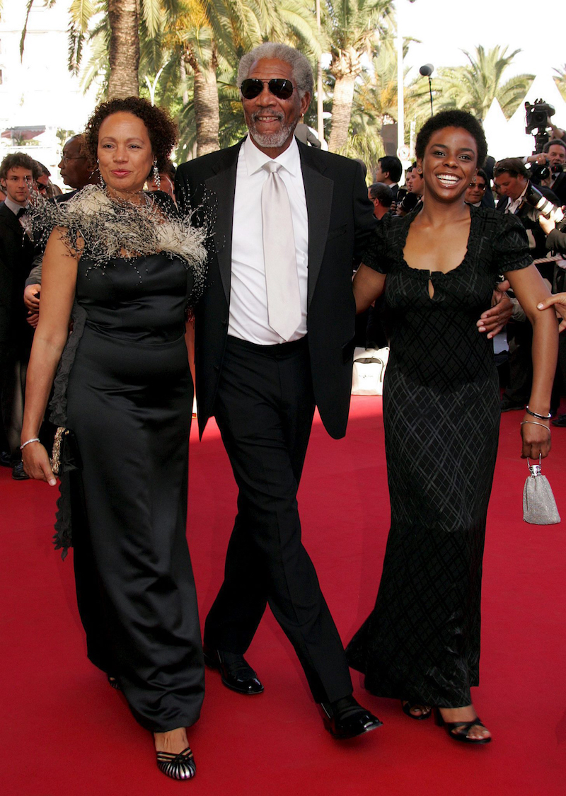 Morgan Freeman junto a su mujer y su hija en el Festival de Cannes.