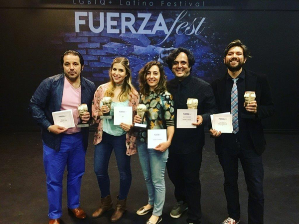 Sandor Juan, Yessi Hernández, María Fontanals, Javier Figuera y Pablo Andrade durante la premiación de FuerzaFest.