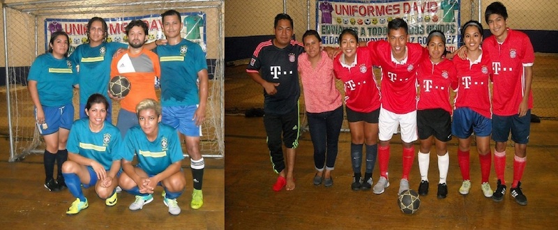 El sexteto del Brasil Mix (i) y el PSG (d) quienes el pasado viernes brindaron un buen partidazo en el campeonato de la Fair Play Soccer League o Liga Juego Limpio, jugandose en el reducto deportivo del Brooklyn Juniors S.C., en el 160 Calle 48, en Brooklyn. (Fotos: Buki Chapin)
