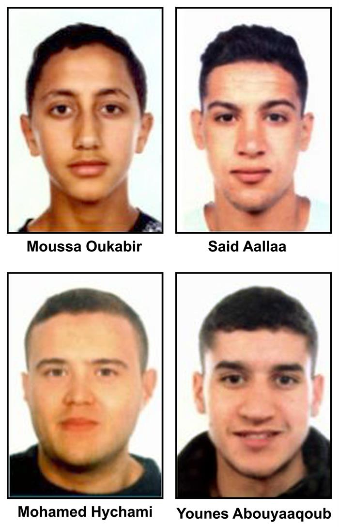 De arriba a abajo y de izquierda a derecha: Moussa Oukabir,Said Aallaa,Mohamed Hychami y Younes Abauyaaqoub.