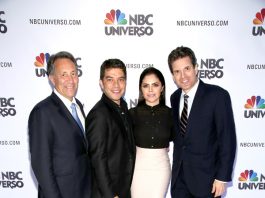 Joe Uva, Chairman, Hispanic Enterprises and Content; Rubén Mendiola, President, NBC UNIVERSO; Yarel Ramos, NBC UNIVERSO host; Mike Rosen, EVP Media Advertising Sales. (Foto: Paul Zimmerman).