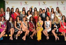 Las candidatas de Miss Universo entran en la recta final del certamen Las concursantes a Miss Universo 2014 de Latinoamérica y España, acompañadas de los presentadores Raúl González, Rashel Diaz, Jessica Carrillo y Guadalupe “Guad” Venegas (centro).