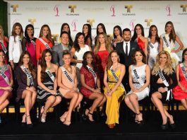 Las candidatas de Miss Universo entran en la recta final del certamen Las concursantes a Miss Universo 2014 de Latinoamérica y España, acompañadas de los presentadores Raúl González, Rashel Diaz, Jessica Carrillo y Guadalupe “Guad” Venegas (centro).
