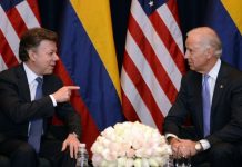 Santos y Biden ratifican en México la "relación estratégica" Colombia-EE.UU. El presidente colombiano, Juan Manuel Santos, y el vicepresidente de EE.UU., Joseph Biden, ratificaron la "relación estratégica" entre sus países durante una reunión en la capital mexicana.