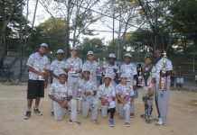 CAMPEON JUNIOR. La novena Carlos Batista, bajo la dirección de Junior Sierra y su hijo Valentín, conquistaron el título de la categoría Junior (13-14) de la Liga Rolando Paulino 2015. (Foto Martín Zapata).