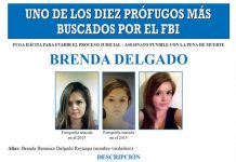 Imagen sin fecha cedida hoy, miércoles 6 de abril de 2016, por el Buró Federal de Investigaciones (FBI, por sus siglas en inglés) del cartel donde se anuncia que la ciudadana mexicana Brenda Delgado fue incluida en la lista de los "10 Fugitivos más buscados por el FBI" por supuestamente orquestar un asesinato en Dallas, Texas, informó la embajada de Estados Unidos en México.