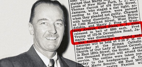 FRED TRUMP, padre de Donald Trump a fines de los 20’s del siglo pasado, fue detenido en Queens, Nueva York, en el marco de un mitin salvaje del Ku-Klux-Klan (reportado entonces por The New York Times, desempolvado el año pasado por The Washington Post.