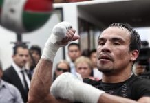 Si Márquez quiere pelear o no, lo apoyaremos, afirma su promotor El mexicano Juan Manuel Márquez durante un entrenamiento.