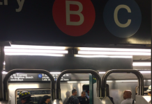 El descarrilamiento ocurrió pasadas las 09.30 hora local cuando un convoy de metro que recorre la línea A y C descarriló en una estación a la altura de la calle 125, en el barrio de Harlem. Foto twitter