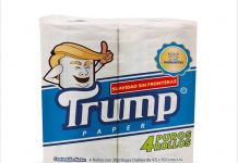 - Fotografía cedida por el abogado mexicano Antonio Battaglia, del empaque de la marca de papel higiénico Trump.