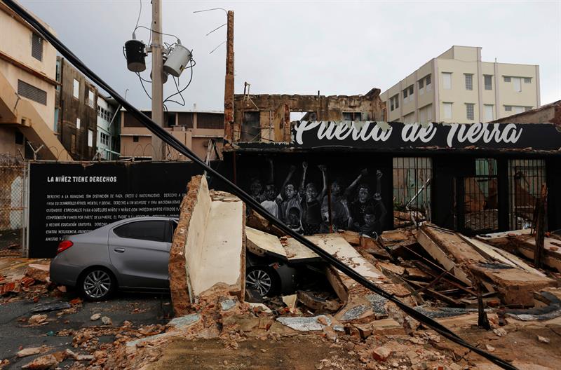 Vista de los da&ntilde;os causados por el hurac&aacute;n Mar&iacute;a hoy, jueves 21 de septiembre de 2017, a su paso por San Juan (Puerto Rico).