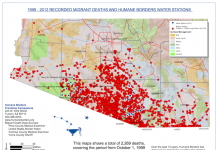 Un investigador de Arizona (EEUU) recogió pacientemente los datos necesarios para elaborar un mapa que documenta los lugares en la zona fronteriza de este estado de la unión con México, donde han muerto inmigrantes indocumentados desde 2004.