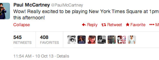 Paul McCartney da un concierto sorpresa en Times Square