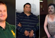 Combo de imágenes de archivo de los narcotraficantes Edgar Valdez Villarreal, alias "La Barbie" (i); José Filiberto Parra Ramos, alias "La Perra" (c); y Joaquín Guzmán Loera, alias "El Chapo" (d).