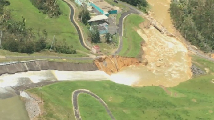 Represa de Guajataca, al noroeste de la isla y dañada por el exceso de agua.