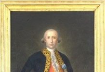 Oleo de Bernardo de Gálvez que cuelga en el edificio del senado de la capital federal.