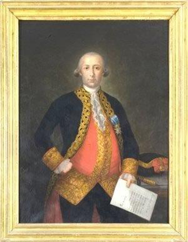 Oleo de Bernardo de G&aacute;lvez que cuelga en el edificio del senado de la capital federal.
