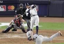 El jugador de los Yankees Aaron Judge pegó un 'homerun' en el triunfo ante los Astros.