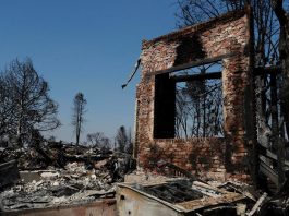Incendios dejan a hispanos de California sin propiedad y sin trabajo Vista de una casa por los incendios en Santa Rosa, California .