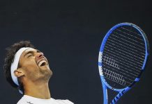 Fabio Fognini durante el partido de segunda ronda del Abierto de China.