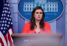 La secretaria de prensa de la Casa Blanca, Sarah Huckabee Sanders, habla a los medios durante su sesión informativa diaria