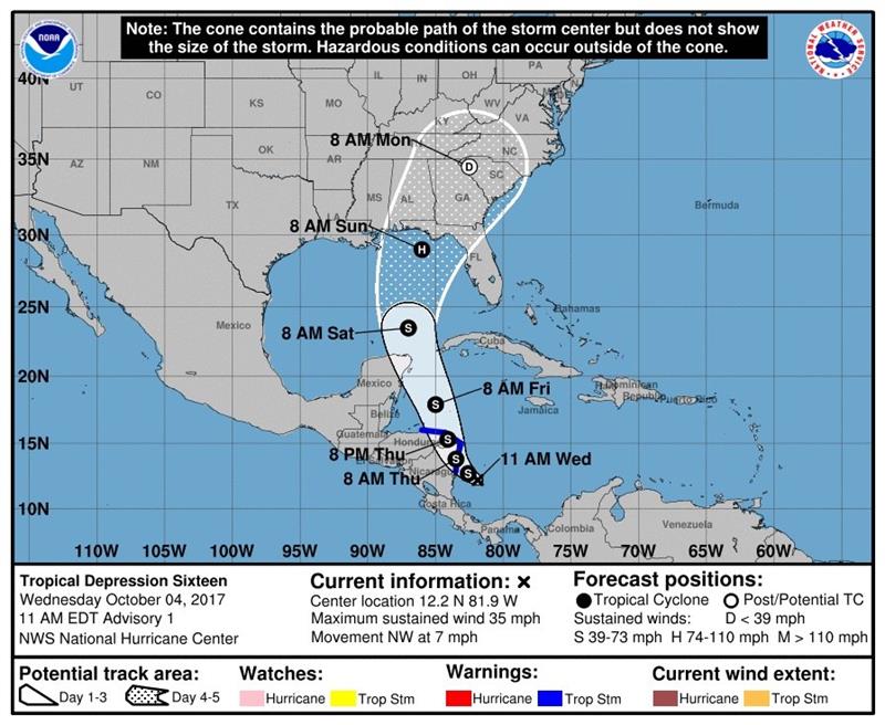 Una depresi&oacute;n tropical formada hoy en el suroeste del Caribe.