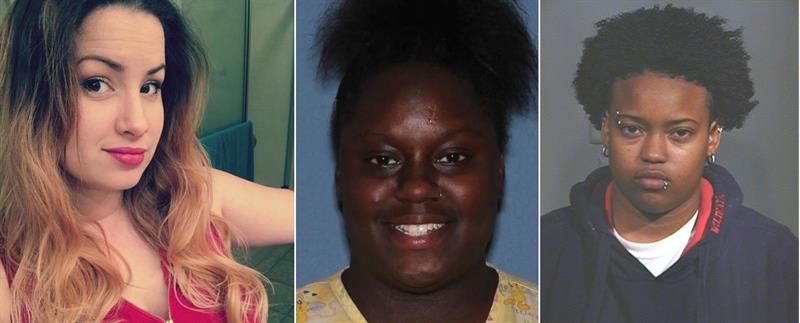 Combo de tres fotograf&iacute;as cedidas por el Departamento de Polic&iacute;a de Chandler, en donde aparecen (i-d) Gabriella del Carmen Gac&iacute;a, Fatina Sawyer y Janae Peterson, tres trabajadoras de una guarder&iacute;a en Arizona (EE.UU.), que fueron detenidas por la Polic&iacute;a por haber grabado y publicado un v&iacute;deo en una red social en la que usaban un juguete sexual delante de ni&ntilde;os. 