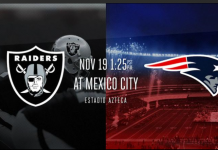 El partido de temporada regular que protagonizarán mañana los Raiders de Oakland y los Patriots de Nueva Inglaterra en el estadio Azteca