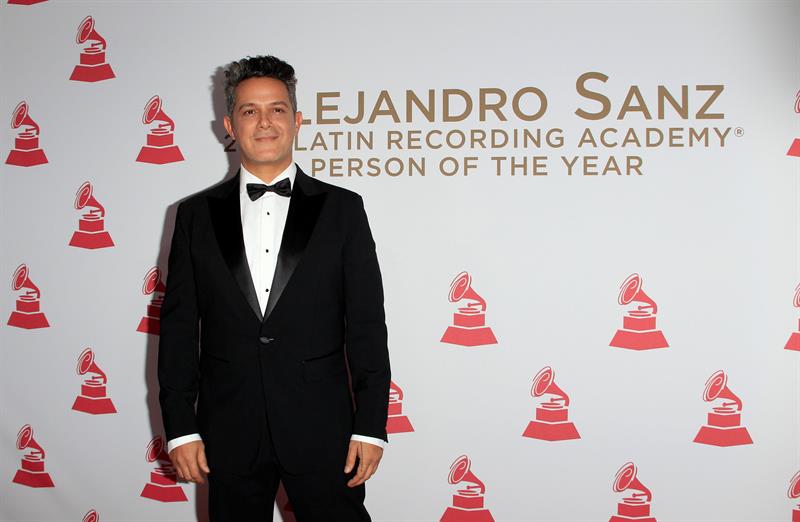 El cantante y compositor español Alejandro Sanz llega para la gala Persona del Año de la Academia Latina de Artes y Ciencias de la Grabación en su honor